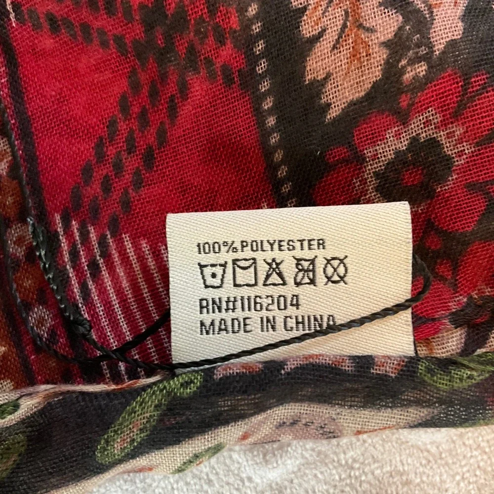 Gold Coast Bohemian Patchwork Scarf Wrap Shawl Red Beige‎ Boho Festival